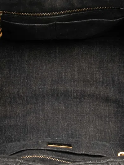Pre-owned Prada 2013-2025 Denim Canapa Logo Satchel In Black