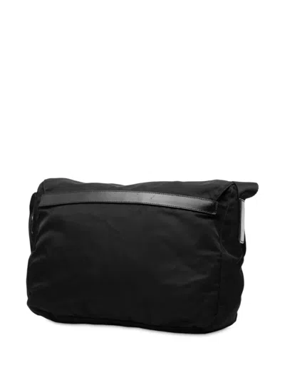 Pre-owned Prada 2013-2025 Tessuto Zip Double Buckle Messenger Bag Crossbody Bag In Black
