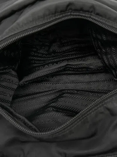 Pre-owned Prada 2013-2025 Tessuto Zip Double Buckle Messenger Bag Crossbody Bag In Black