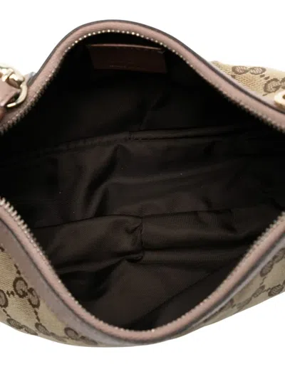 Pre-owned Gucci 2000-2015 Gg Canvas Lovely Heart Pochette Shoulder Bag In Brown