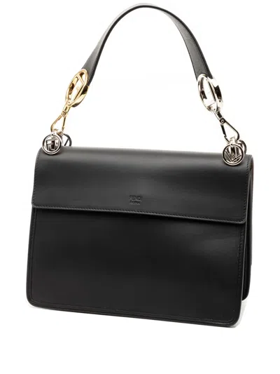 Pre-owned Fendi 2010-2025 Smooth Leather Kan I F Satchel In Black