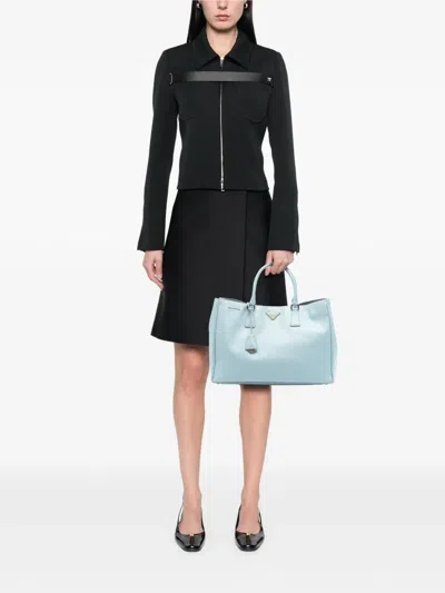 Pre-owned Prada 2010-2025 Large Saffiano Lux Galleria Satchel In Blue