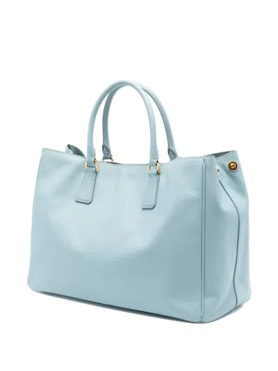 Pre-owned Prada 2010-2025 Large Saffiano Lux Galleria Satchel In Blue