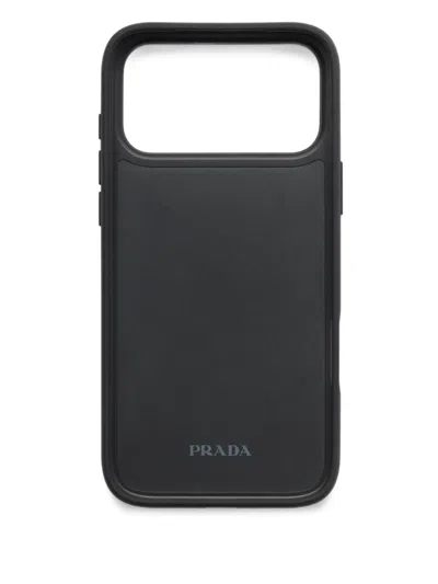 Prada Saffiano Leather Case For Iphone 17 Pro Max In Black