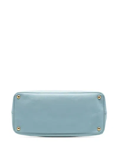 Pre-owned Prada 2010-2025 Large Saffiano Lux Galleria Satchel In Blue