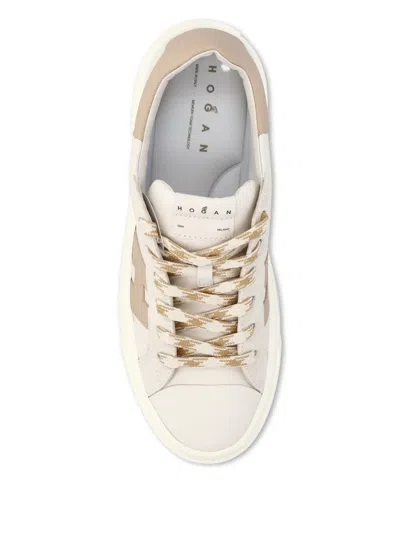 Hogan Low Top Sneakers Round Toe Contrast Panel In Neutral