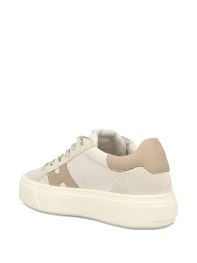 Hogan Low Top Sneakers Round Toe Contrast Panel In Neutral