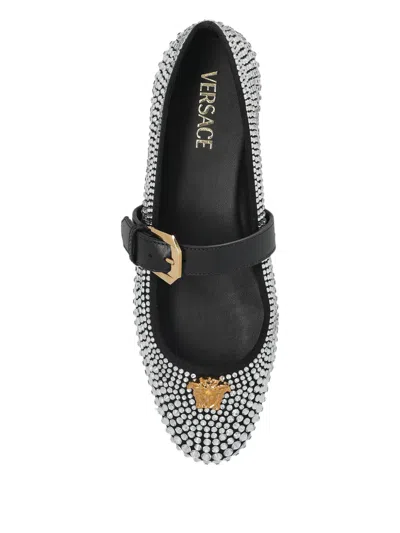 Versace La Medusa Embellished Ballerinas In White