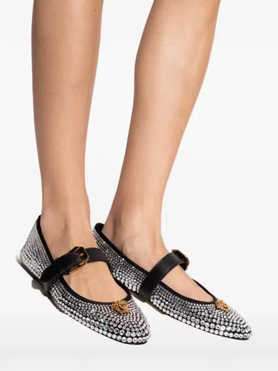 Versace La Medusa Embellished Ballerinas In White