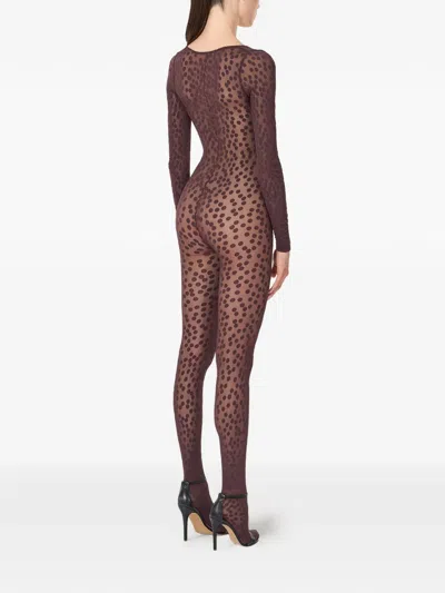 Wolford Dots-pattern Catsuit In Brown
