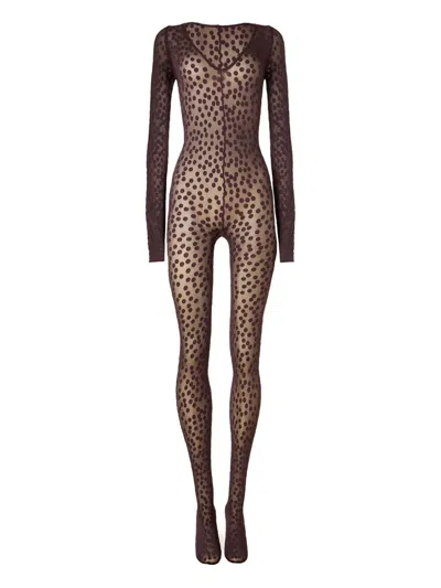 Wolford Dots-pattern Catsuit In Brown