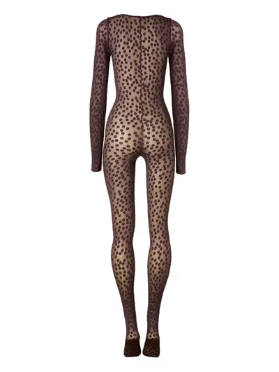 Wolford Dots-pattern Catsuit In Brown