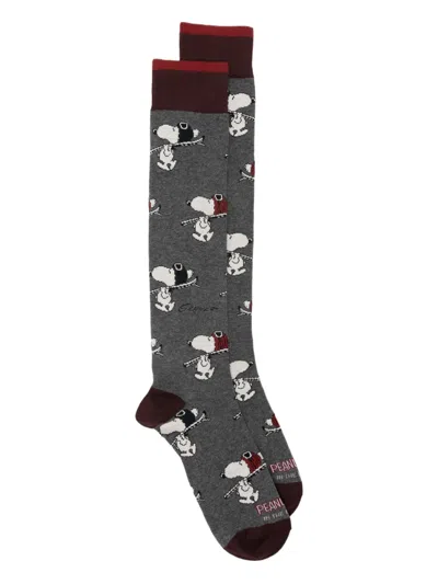 In The Box X Peanuts Snoopy Ski All-over Socks In Gray
