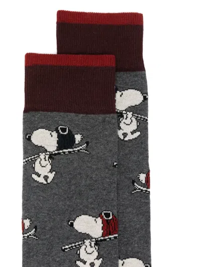 In The Box X Peanuts Snoopy Ski All-over Socks In Gray