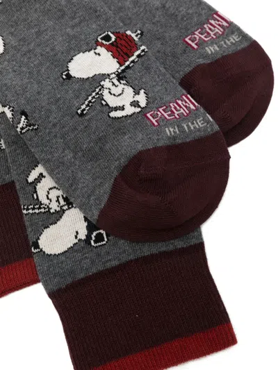 In The Box X Peanuts Snoopy Ski All-over Socks In Gray