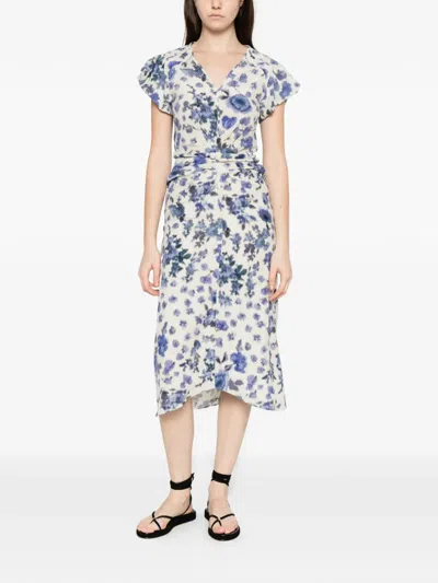 Isabel Marant Terenae Printed Midi Dress In White