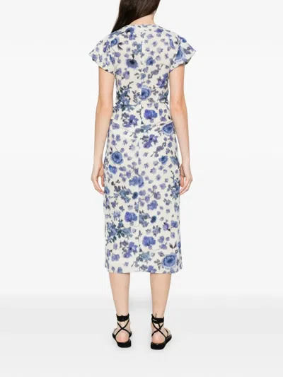 Isabel Marant Terenae Printed Midi Dress In White