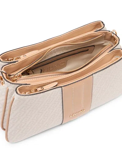 Liu •jo Monogram Small Shoulder Bag In Neutral