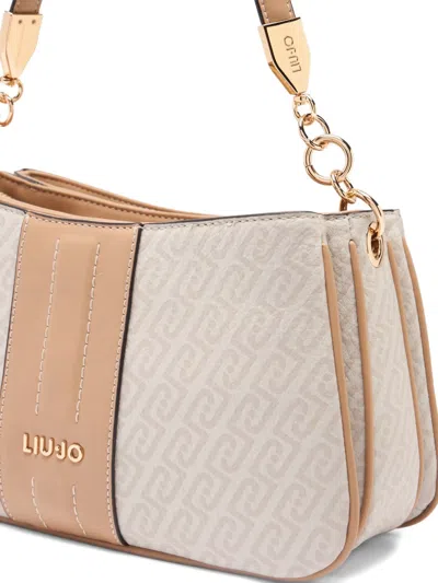 Liu •jo Monogram Small Shoulder Bag In Neutral