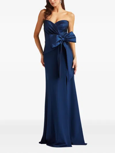 Tadashi Shoji Strapless Stretch Crepe Gown In Blue