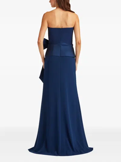 Tadashi Shoji Strapless Stretch Crepe Gown In Blue
