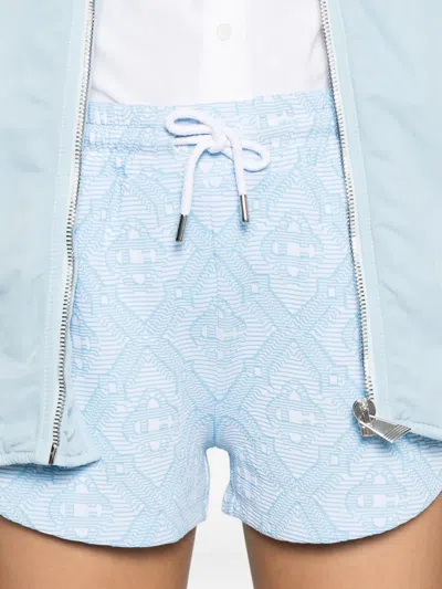 Casablanca Drawstring Pattern Shorts In Blue