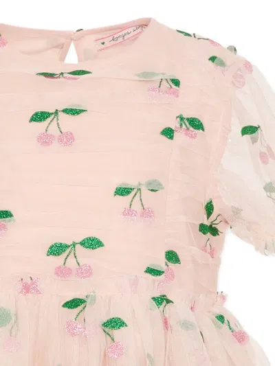 Konges Sløjd Cherry-print Short-sleeved Dress In Pink