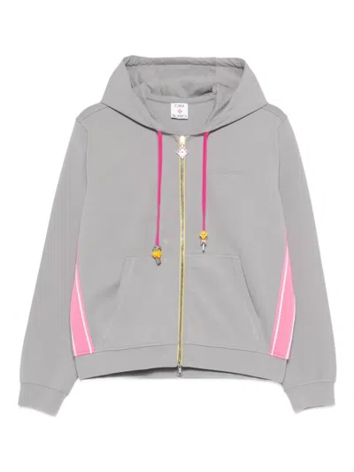Casablanca Zip Side Stripe Hooded Top In Gray