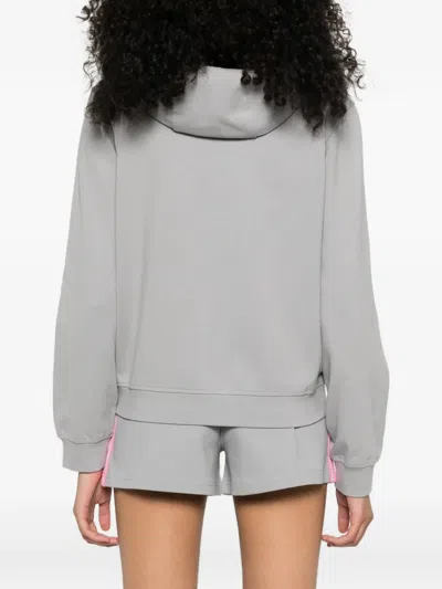 Casablanca Zip Side Stripe Hooded Top In Gray