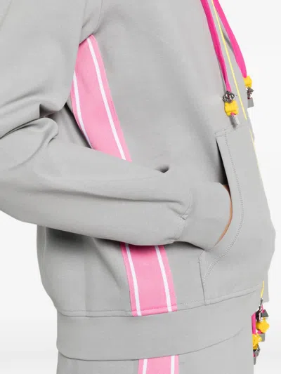 Casablanca Zip Side Stripe Hooded Top In Gray