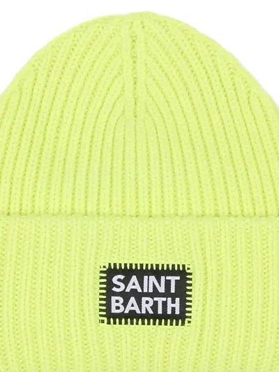 Mc2 Saint Barth Ribbed Logo Patch Beanie Hat In Green