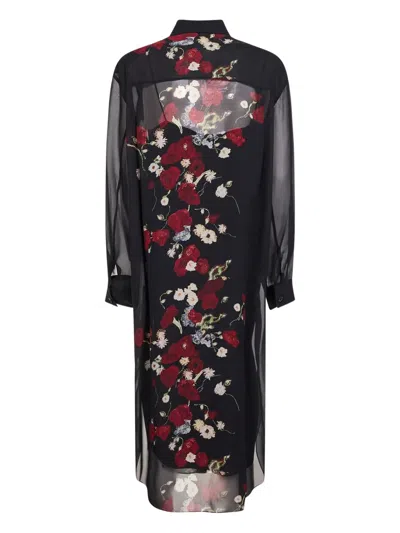 Khaite Gloria Long Sleeve Silk Chiffon Shirtdress In Black