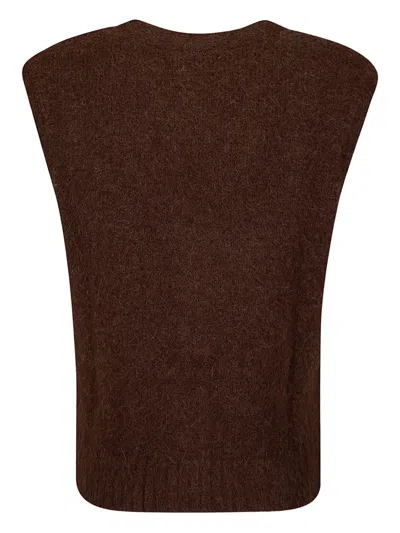 Samsoe & Samsoe Sajeanne Buttoned V-neck Vest In Brown
