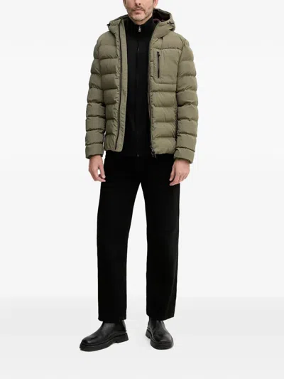 Geox Zip-pockets Padded Jacket In Green