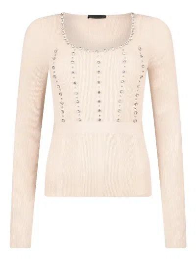 Liu •jo Round-neck Sweater In Neutral