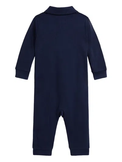 Polo Ralph Lauren Long-sleeve Polo-collar Romper In Blue