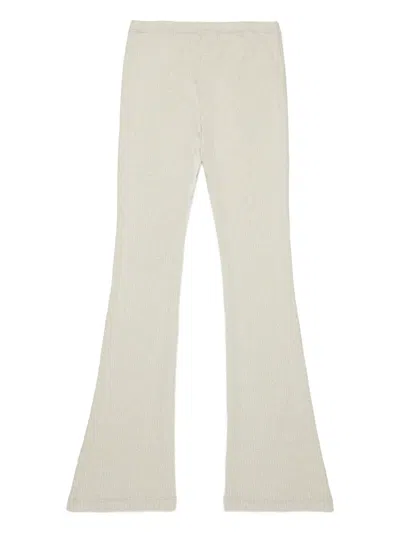 Mm6 Maison Margiela Logo Flared Trousers In White