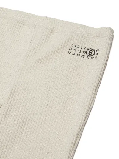 Mm6 Maison Margiela Logo Flared Trousers In White