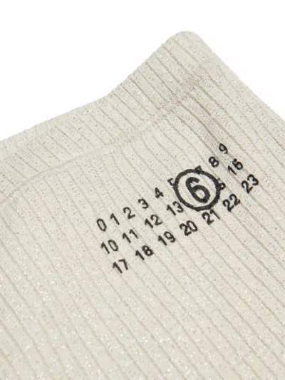 Mm6 Maison Margiela Logo Flared Trousers In White