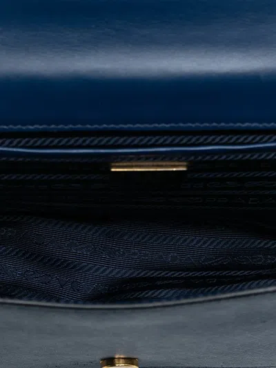 Pre-owned Prada 2000-2025 Saffiano Lux Chain Crossbody Bag In Blue