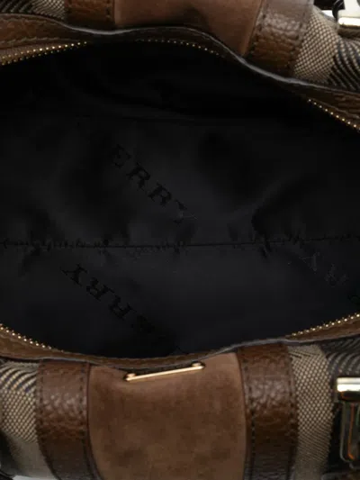 Pre-owned Burberry 2000-2017 Canvas Nevinson Bowling Bag Satchel In Brown