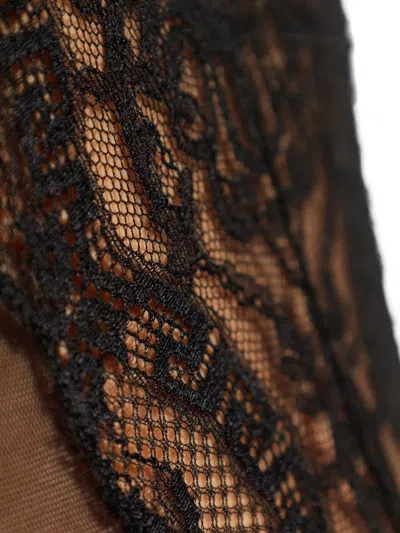 Versace Embroidered Lace-trim Bodysuit In Black