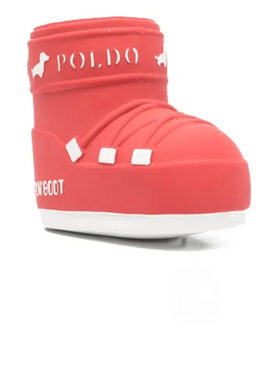 Moon Boot Dog Motif Pet Boot In Red