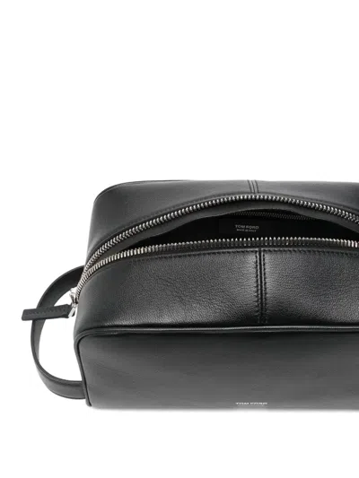 Tom Ford Leather Wash Bag In Black