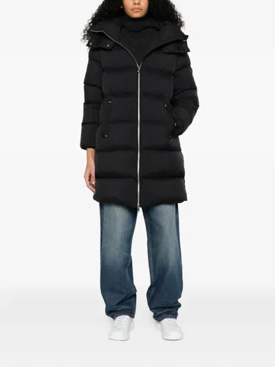 Moose Knuckles Belle Dune Long Puffer Coat In Black