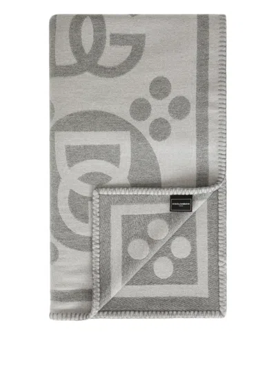 Dolce & Gabbana Jacquard Blanket In Gray