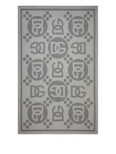Dolce & Gabbana Jacquard Blanket In Gray