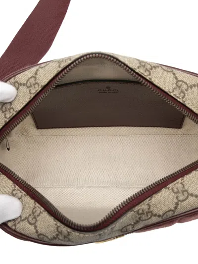 Pre-owned Gucci 2016-2025 Small Quilted Mini Gg Canvas And Gg Supreme Double G Crossbody Bag In Red