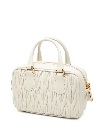 Pre-owned Miu Miu 2010-2025 Mini Matelasse Nappa Arcadie Satchel In White