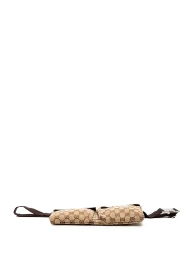 Pre-owned Gucci 2000-2015 Gg Canvas Double Pocket Belt Bag In Brown